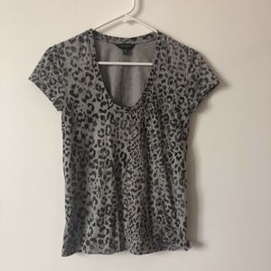 LUCKY BRAND Gray Leopard Print Tee